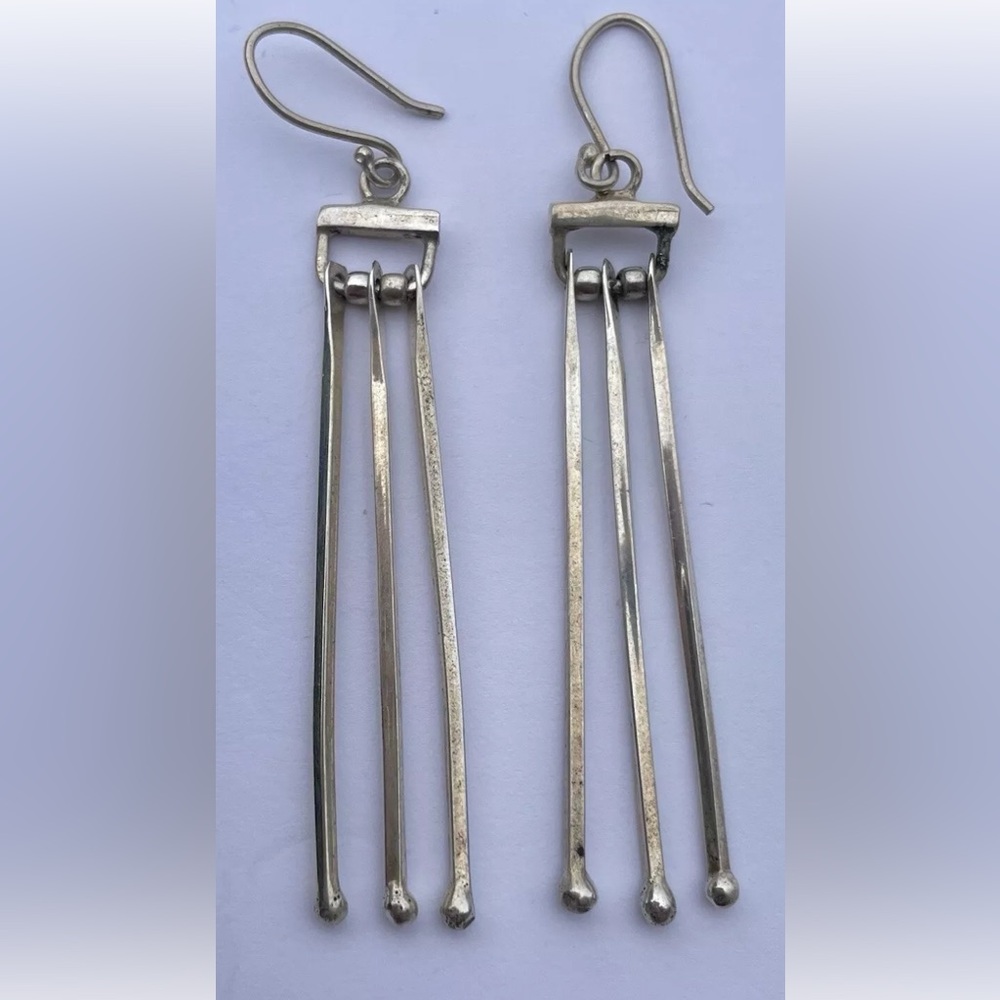 Sterling Silver 925 Modernist Dangle Earrings